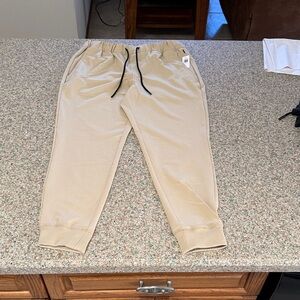 Old Navy Tan Joggers with Black Drawstring